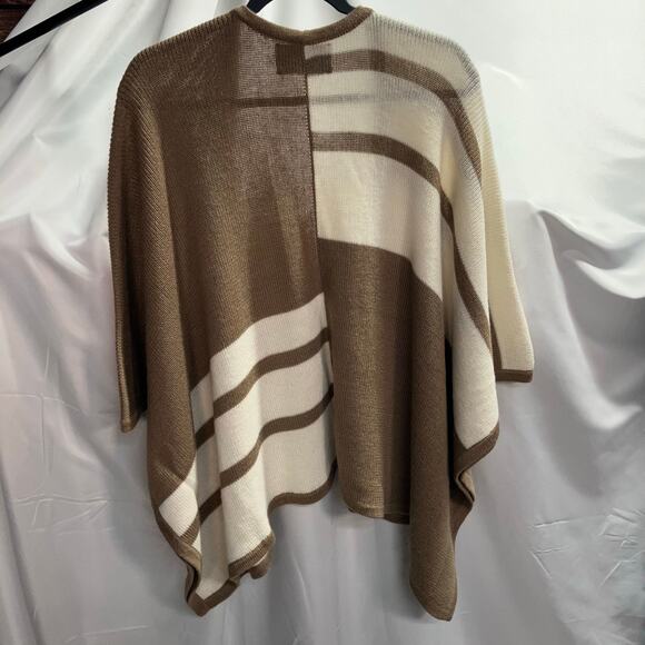 Brochu Walker Open Front Sweater Womens One Size Knit Brown Cream Luxury - Picture 11 of 15